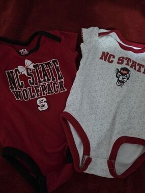 STATE Red and White NC State Wolfpack Baby Bodysuit Duo